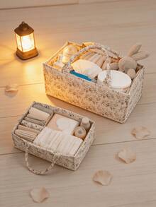 1pc Floral Diaper Caddy Organizer, Stylish Nursery Storage Basket - Gift For Baby Shower, Baby Registry Must Have, Newborn Essentials - Baby Caddy Organizer(Flower Prints In Randomized Positions) - Pastoral Daisy - View 1