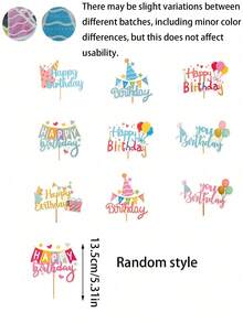 50 قطعة من أعلام وأعواد الكيك لحفلات عيد الميلاد، أعلام "عيد ميلاد سعيد"، أعلام وأعواد الكيك، مستلزمات حفلات عيد الميلاد، قبعات بالونات ملونة وأعلام ورقية لتزيين الكيك والحلويات والحفلات