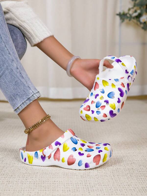 New Women's Gardening Shoes, Adjustable Loose Fit Flat Shoes In Contrast Colors, Suitable For Bedroom/Travel/Beach