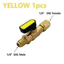 Air Conditioning Refrigerant Ball Valve 1/4" SAE Straight Shut-Off Valve For R134A R410A R22 R12 Charging Hoses AC Refrigerant