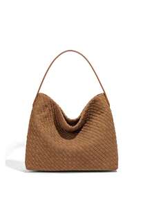 高端大容量女士编织水桶包，可腋下单肩斜挎，柔软复古手提包，涤纶内衬 - 彩色 - 查看 3