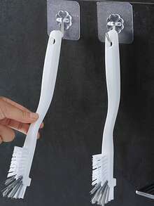 1/3pcs Cup Brush, Crevice Cleaning Brush Set, Hard Bristle Cleaning Supplies, 90 Degree Bent Design No Dead Angle Hard Bristle Long Handle Hanging Crab Water Cup Bottle Multi-Purpose Decontamination Tank Cleaning Brush - White - View 10