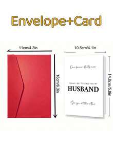 1 pieza Tarjeta romántica para el novio de boda - Mensaje elegante y sincero incluido, regalo perfecto de la novia - Rojo - Ver 3