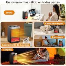 Calefactor Eléctrico Cerámica PTC 3 Modos,1500W Calefactor Tipo Torre con Pantalla Digital, Bajo Nivel de Ruido,Función de Temporizador,Protección Temperatura Alta y Vuelco para Oficina y Hogar - Estilo 2 - Ver 6