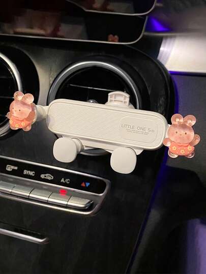 新款车载手机支架，可爱横竖两用出风口安装式车载导航支架