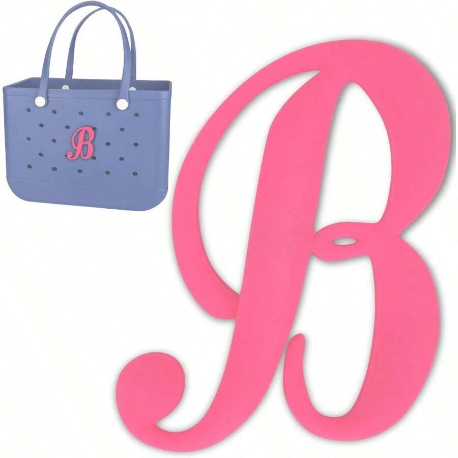 Letter Charms, Decorative Alphabet Bog Bag Accessories Letter Insert Charm Compatible With Bogg Models Rubber Beach Tote - 粉紅B - 查看 1