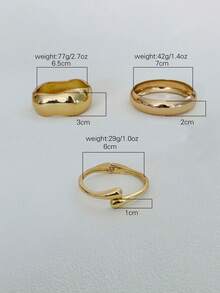 3pcs/Set Charm Bracelets, Gold Bangle, Wide Bracelet, Thick Cuff, Bracelet Set, Wide Bracelet, Women Bracelet, Gift For Her - Yellow Gold - View 6