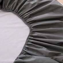 1pc White TPU Waterproof Fitted Sheet, Simple TPU Waterproof Dust-Proof Single-Layer Fitted Sheet, Suitable For All Seasons - Dark Grey - View 3