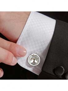 Tree Of Life Glass & Alloy Cufflinks, Gift For Men - StyleB - View 2