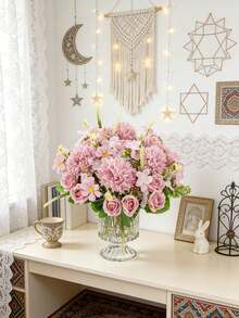 1/80支装 11.41英寸人造丝刺绣绣球花束，仿真茶玫瑰，适用于春季婚礼花瓶、家居装饰、卧室、餐厅、节日、生日派对、户外花园、情人节礼物、舞会装饰 - 豆沙色 - 查看 7