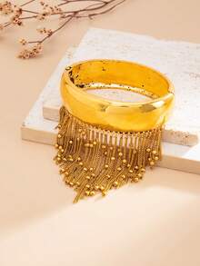 1件波西米亚几何串珠流苏亮面弹簧金属手镯，奢华休闲派对日常婚礼假日百搭魅力珠宝，女士礼物 - 手鐲 - 查看 6