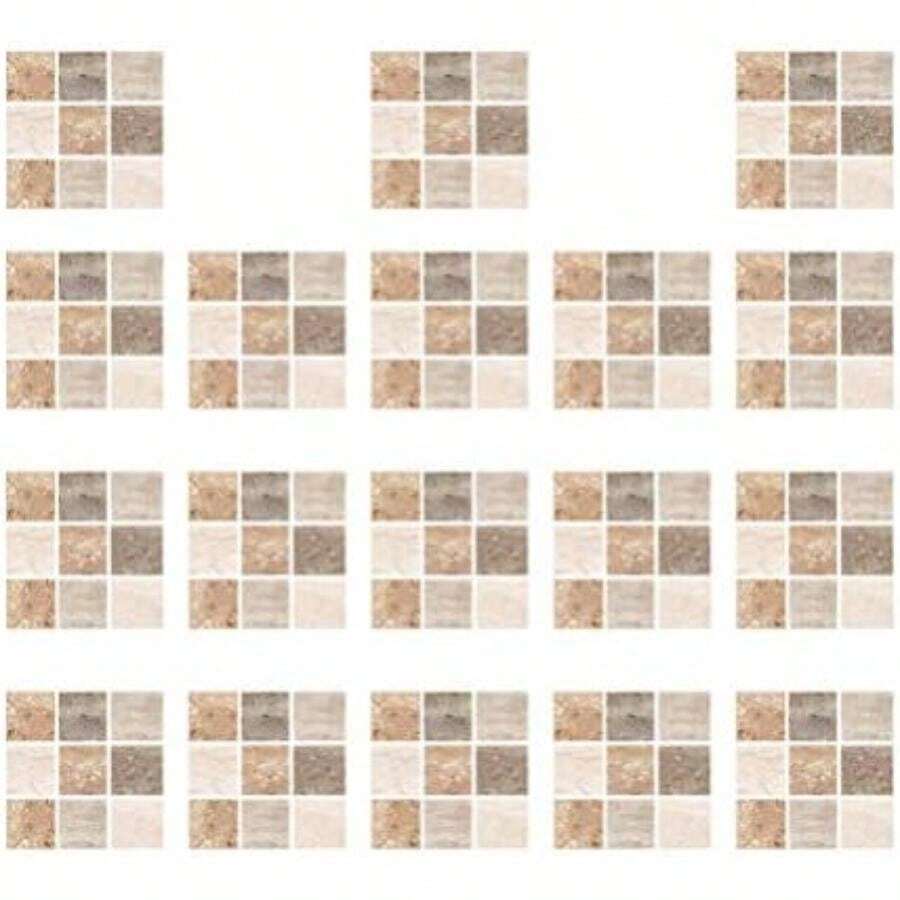 BESPORTBLE 18 Piezas de Baldosas de Mármol Pelar Y Pegar Pared Adhesivo para Salpicaduras de Vinilo Impermeable Mosaico para Salpicaduras para Baño Cocina 10X10 Cm(Beige, marrón claro)