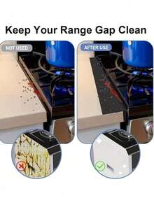 1 Piece Stove Side Protector, Silicone Stove Gap Cover, 21inch Length And Width Oven Stove Gap Cover, Stove Side Protector Filling Strip, Between Oven And Countertop, Dishwasher, Dryer, Easy-To-Clean Heat-Resistant Gap Protector, Black - 黑色 - 查看 6