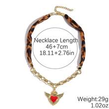 1PC Vintage Elegant Leopard Print Scarf Necklace Light Luxury High-End Heart Necklace Niche Patchwork Scarf Necklace Suitable For Daily Dating Commuting Outfits - 58-3308 Trái Tim Hổ Phách - Xem 6