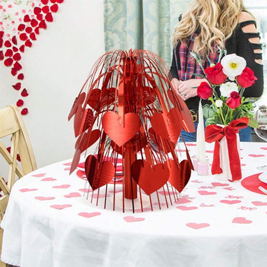 Aerosol metálico de San Valentín con forma de corazón romántico en cascada para fiestas, centros de mesa, decoración para el hogar y la mesa. - Burdeos - Ver 1