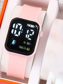 One Cute Pink Silicone Digital Watch Paired With A 5-Piece Butterfly Accessory Set, Ideal For Daily Outings, Holiday Parties And Various Occasions. - Pink - View 7