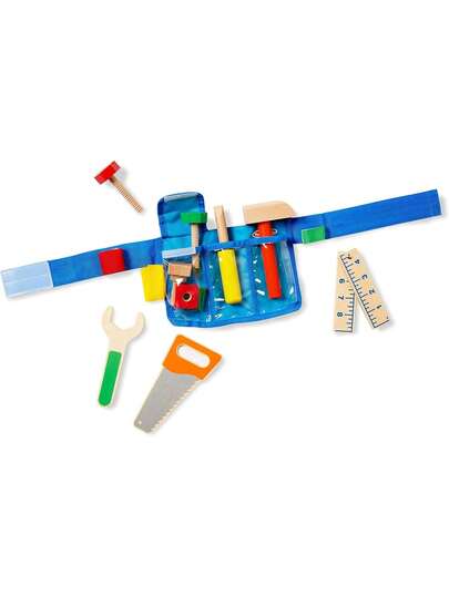 & Doug - Juego Deluxe de Cinturón para Herramientas, 5 Herramientas de Juguete de Madera, 8 Piezas de Construcción,38083391