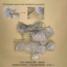 2米/3米/6米/10米 LED光纤仙女灯，婚礼/节日/圣诞节装饰，暖白光/彩色灯，USB或电池供电（不含电池） - 光纖花燈串 - 查看 13