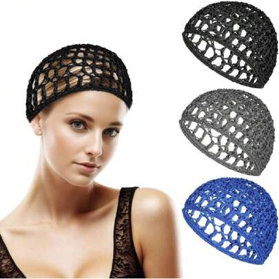 3 Piezas Red para Cabello, Donas para el Cabello, Red Elástica para Cabello, Hair Net, Suave y Elástica, Protege Del Frizz y Humedad, Ideal para Dormir, Viajar, Yoga (3 Pcs),38085682