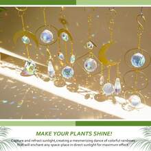 6 paquete de pequeñas enrejados para plantas en maceta de interior con atrapasoles de cristal de colores, atrapasoles de 8'' para decoración de plantas en maceta mini para ventana del hogar y jardín - Dorado - Ver 4