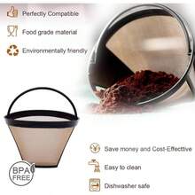 Reusable #4 Cone Coffee Basket And Coffee Makers Coffee Accessories - 1 Pack Permanent And Coffee Brewers - ban đầu - Xem 2