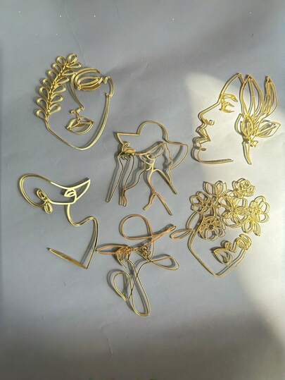 6pcs/1set Gold Small Face Acrylic Cake Decoration Dessert Table Dressing Supplies Baking Decoration Supplies Valentine's Day Wedding Birthday Party Decoration