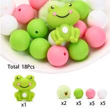 18颗动物硅胶珠套装，彩色动物造型毛绒大孔珠，适合DIY、手链、项链和各种手工项目，情人节礼物珠宝制作珠子 - 彩色 - 查看 9