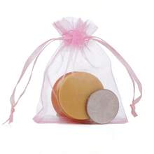 50/100pcs Pink Organza Bags, Gift Packaging Bags, Solid Color Organza Drawstring Bags, For Wedding Favors, Nylon Storage Bags, Jewelry And Accessories Packaging, Gift Decoration Packaging, Birthday Gift Jewelry Drawstring Bags, Household Items, Jewelry Packaging Mesh Bags, Holiday Party Supplies And Gift Hanging Bags. - Pink - View 5