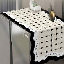 1pc Kitchen "Anti-Oil, Anti-Dust" Luxury Cover Cloth, 2025 New Fabric Material, Oil-Resistant And Easy To Wipe Clean, Can Block Kitchen Smoke And Dust On Refrigerator Top, Luxurious Black Floral White Pattern Appearance, Suitable For Single And Double Door Refrigerators, Practical And Stylish: Oil-Resistant, Easy Maintenance + Luxurious Aesthetics - Multicolor - View 1
