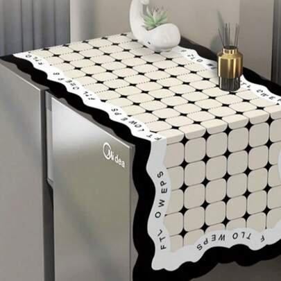 1件装厨房“防油防尘”豪华罩布，2025新款面料，耐油易擦拭，可有效阻挡厨房油烟和灰尘，黑色花卉白色图案，奢华外观，适用于单门和双门冰箱，实用时尚：耐油易清洁，兼具奢华美感，“轻松高端”的厨房冰箱清洁，适合妇女节、旅行、婚礼回礼、Y2K、卧室、汽车配件、厨房装饰、婚礼、Y2K、派对等场合。