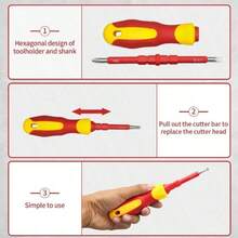 1000V Insulated Screwdriver Set, Electrician Tool Kit With Magnetic Screwdriver Bits, Interchangeable Blades, Toolbox, Suitable For Home Repair And Maintenance - Random - View 6