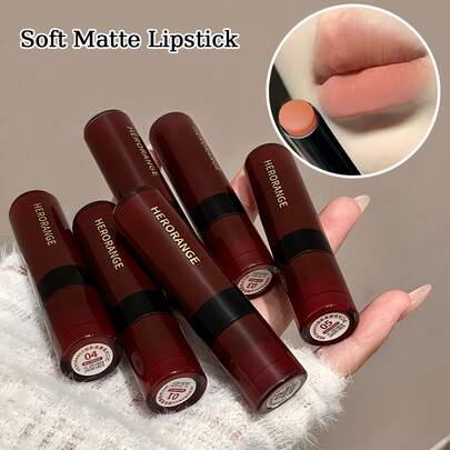 HER ORANGE Barra de labios mate dulce HERORANGE, de larga duración, sin transferencia, resistente al agua y al sudor, tinte labial mate aterciopelado, apto para uso diario, fácil de usar, ideal como regalo del Día de San Valentín