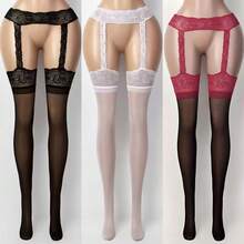 Women'/Piece Lace Style Garter Belt Stocking Set - Black, White, Red High Elasticity Pantyhose With Opaque Tights, Hand Washable Underwear, Suitable For Theme Parties, Lingerie Parties, And Daily Wear - 黑色 - 查看 2