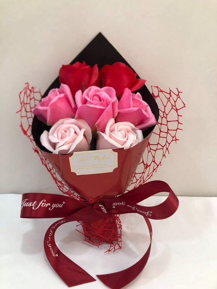 Valentine's Day Special: A Bouquet Of Handmade Soap Roses In Red, Blue, Purple, And Pink Colors, Romantic And Elegant, Long-Lasting Fragrance, Suitable For Gifting, Home Decor, Scene Setting, Also Suitable For Mother's Day, Birthdays, And Other Celebrations Throughout The Year. - Multicolor - View 1