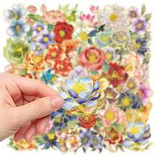 50 Stücke elegante Blumen Gold Folie Aufkleber Serie (Cartoon ästhetische Aufkleber), geeignet für Laptop, Stoßstange, Skateboard, Wasserflasche, Computer, Handyhülle, Schuldekoration Kratzfeste dekorative Aufkleber für verschiedene Anwendungen - Verschiedenfarbig - Übersicht 6