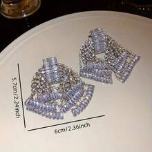 Super Flashy Temperament Luxury Earrings For Women, Personalized Exaggerated Bow Tie Tassel Design Earrings, Suitable For Daily Wear, Banquets, Parties, Gifts Earrings For Women Magnetic Earrings Non Tarnish Jewelry Accessories For Men Men's Accessories L - 黑色 - 查看 5