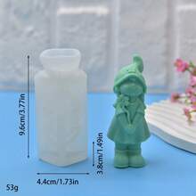 1 pieza Molde de silicona de figura de niña de dibujos animados con un enanito lindo con sombrero - Blanco - Ver 12