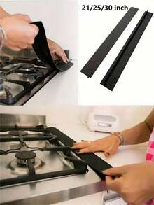 1/2pcs, Stove Counter Gap Cover T-Shaped Silicone Rubber Strip For Kitchen Oil-Gas Slit Filler Heat Resistant Mat Oil Dust Water Seal, 21/25/30inch-ASDF - 黑色-21吋-2件裝 - 查看 2