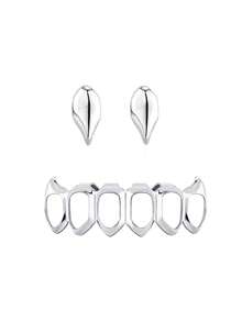 一套亮面虎牙和空心虎牙组合，时尚有趣的角色扮演牙齿饰品，男女通用