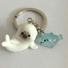 Cartoon 3D Glow-In-The-Dark Sea Lion Set Keychain - Cute Ornament Pendant, Perfect Holiday Gift For Men And Women Ocean Style Keychain Pendant, Charming Bag Pendant, Charming Back To School Gift, Holiday Gift - 彩色 - 查看 3