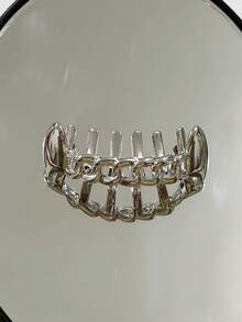 1pc Minimalist/Cubic Zirconia Fang Tooth Shaped Fashion Accessory, Unisex Party/Music Festival Jewelry, Couples Gift - Multicolor - View 9