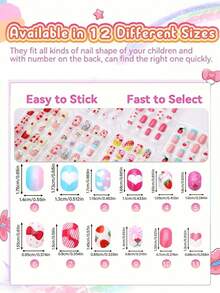 144 Stück Kinder Nagel-Salon Set, mit makronenfarbenenen Cartoon-Kunstnägeln, selbstklebenden Nagelaufklebern und niedlichen Farbverlauf-Nagelaufklebern. Perfekt für Mädchen DIY Nail Art, Heimpartys und Geburtstagsgeschenke.