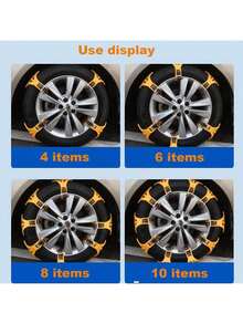 1pc Orange Automotive Winter Snow Climbing Cow Tendon Thickened Anti-Slip Chain, Emergency Tire Anti-Skid Chain, Rotary Tire Chain, Climbing Assist - A - View 4