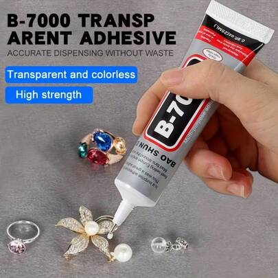 1pc B7000 Jewelry Glue - Waterproof Metal Adhesive Tube With Fine Needle Tip - DIY Handmade Faux Pearl & Gem Encrusting - Flexible White Liquid Glue, Suitable For Crafting And Jewelry Repair
