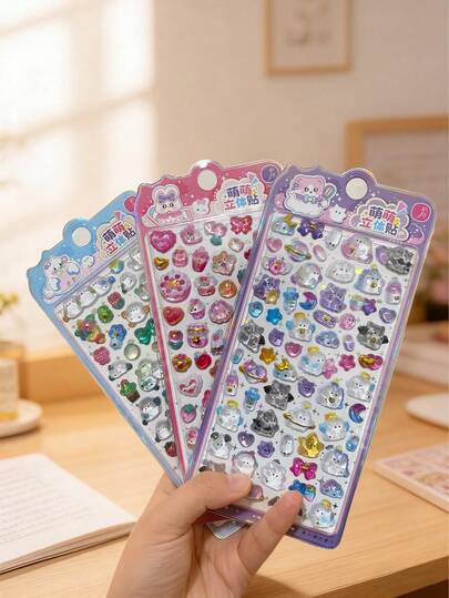 新作 3Dエンボス ステッカー、フレッシュ&キュートなフルーツ ドーパミンパターン かわいいカートゥーンステッカー