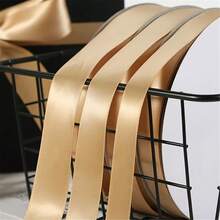 1pc 22m Champagne Gold Satin Ribbon For Wedding Decoration, Flower Wrapping, Gift Box Bow, Elegant Gold Ribbon Suitable For Gift Wrapping, Wedding, Christmas, Valentine's Day, Birthday Party Decoration - Perfect For Corporate Events And Home Decor, Holiday Design, Smooth Texture, Decorative Use, Essential For Event Planners - Gold - View 2