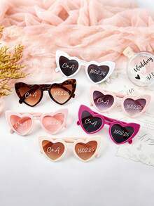 Personalized Heart Shaped Glasses,Custom Bridal Party Heart Shaped Sunglasses,Party Souvenirs,Personalised Bridesmaid Gifts - Multicolor - View 3