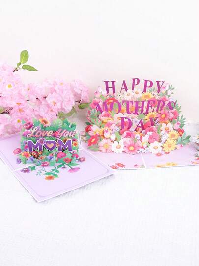 1 set retro blommiga mors dag-hälsningskort med förgyllning, 3D tredimensionella fjärilsmönster för jul, mors dag-hälsningskort för att uttrycka tacksamhet och välsignelser till mamma (med kuvert)
