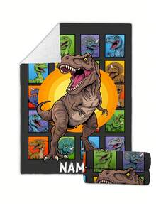 1pc Customized Name Blanket, Suitable For Bed, Living Room, Sofa, Outdoor, Beach, Camping, Pets And More, Personalized Family/Pet/Couple Text Printed Bedding Blanket, Personalized Christmas Gift, Family Gift, Birthday Gift, Gift For Friends, Gift For Her, Gift For Son/Daughter - Black - View 7