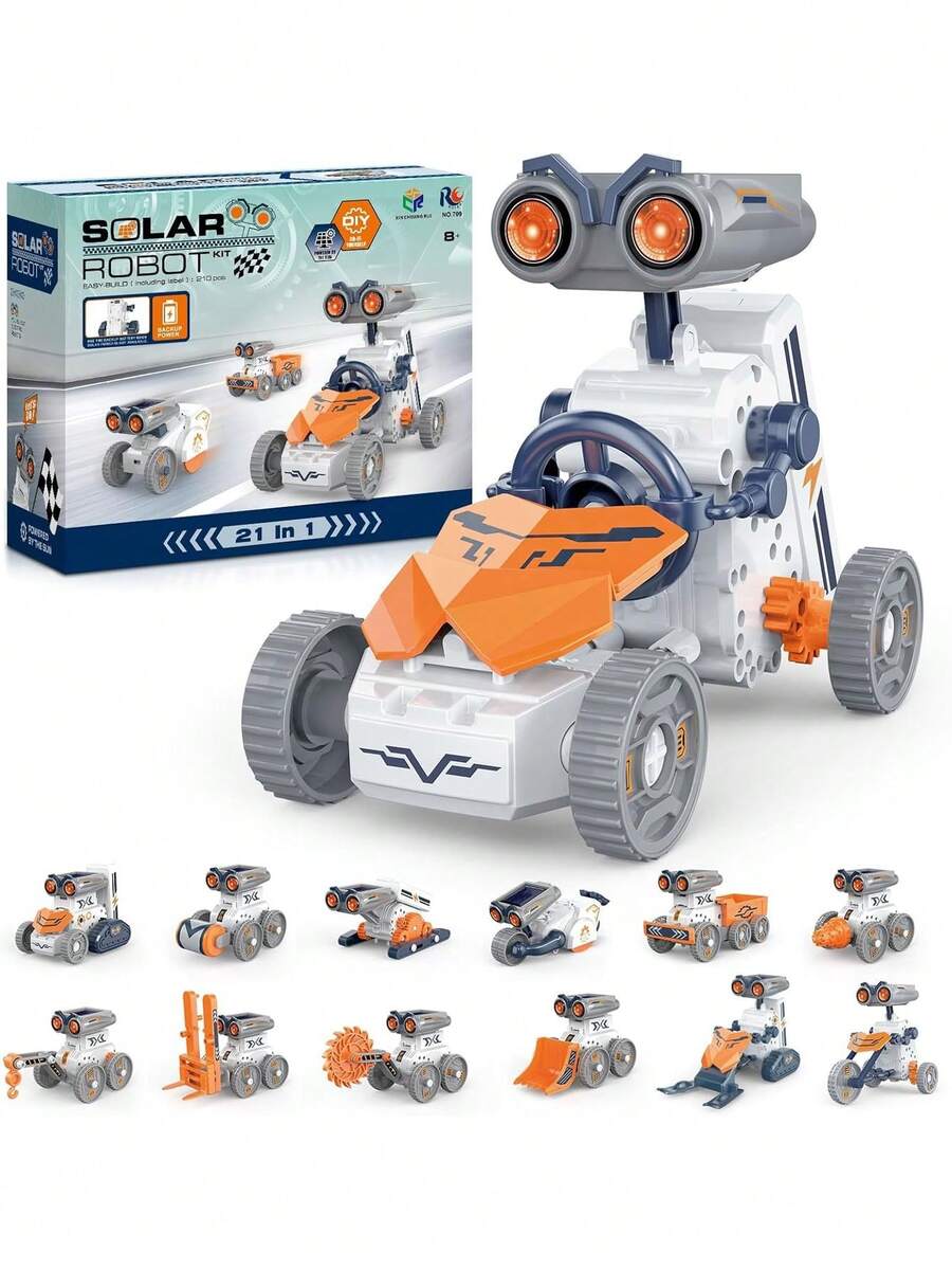 Robot de Juguete Solar 21 en 1, Juguetes de Proyectos STEM para Adolescentes de 8 a 16 Años, Kit de Experimentos de Construcción de Bricolaje, Alimentado por Energía Solar o Alimentado por Batería,38072134 - Verde Lima - Ver 1